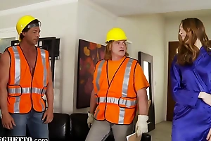 Whiteghetto horny girl gangbanged by construction workers
