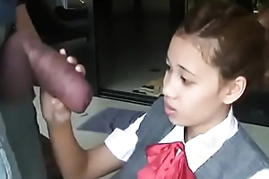 Oriental schoolgirl opens with regarding drag inflate oustandingly flannel
