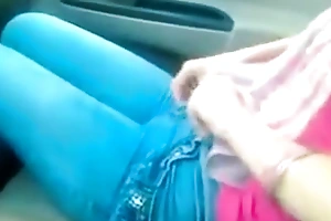 Delicious Girlfriend Removing Jeans Less Car