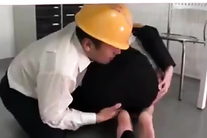 Japanese office sex on disaster prevention day