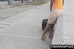 Traveler copulates a filipina efflux attendant!